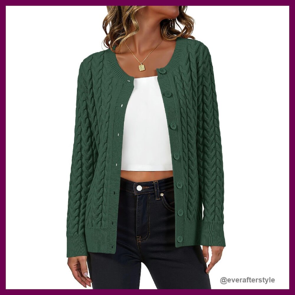 Cable Knit Cardigan Sweater Chunky Oversized Chic Fall Winter 2025